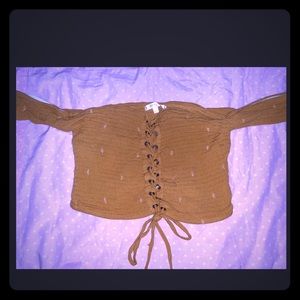 Yellow off the shoulder crop top